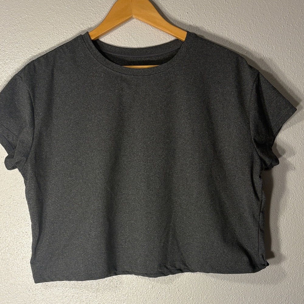 Dark Charcoal Grey Cropped Tee